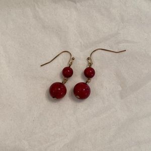 Maroon Bead Earrings